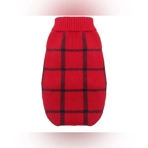 NEW Red Turtleneck Dog Argyle Sweater Dog Cat Small Neck size 9.4”